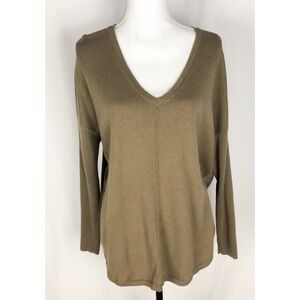 Trouve Long Sleeve Size M Brown V Neck Knit Sweater Top